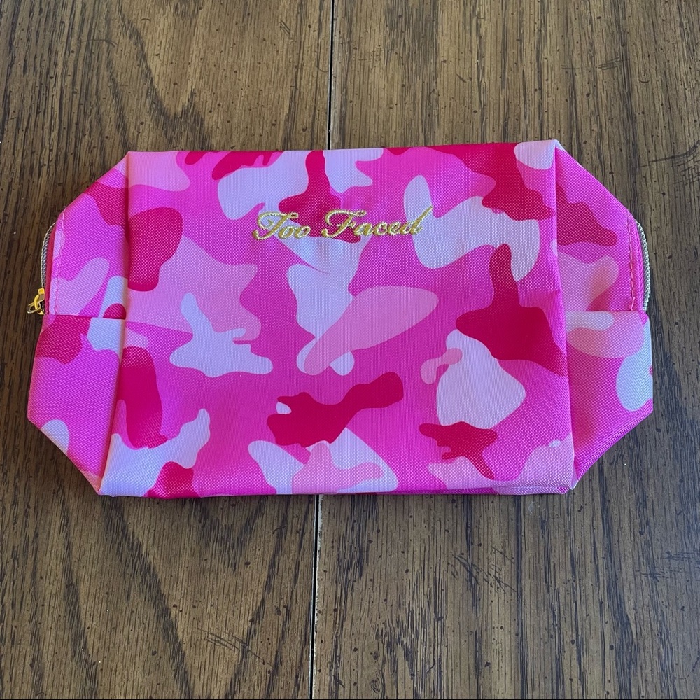 New Limited Edition Too Faced Makeup Bag in pink camo